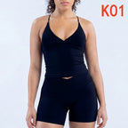 Vision Twist Front Longline Top & Shorts 2 Pieces Set