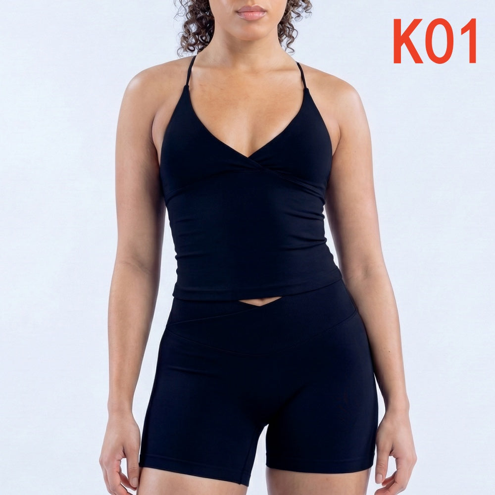 Vision Twist Front Longline Top & Shorts 2 Pieces Set