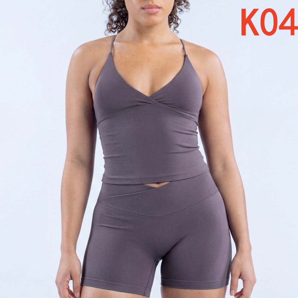 Vision Twist Front Longline Top & Shorts 2 Pieces Set