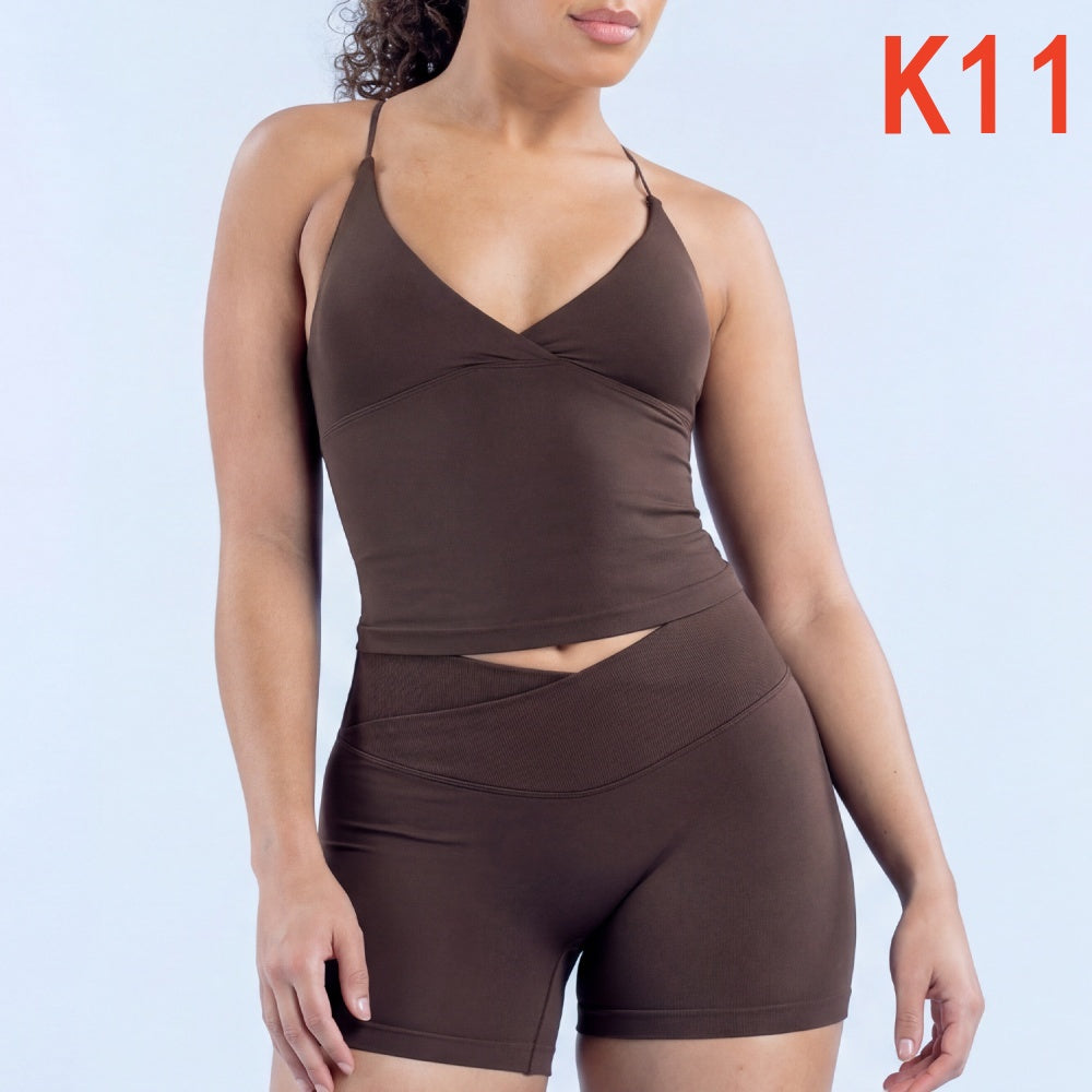 Vision Twist Front Longline Top & Shorts 2 Pieces Set
