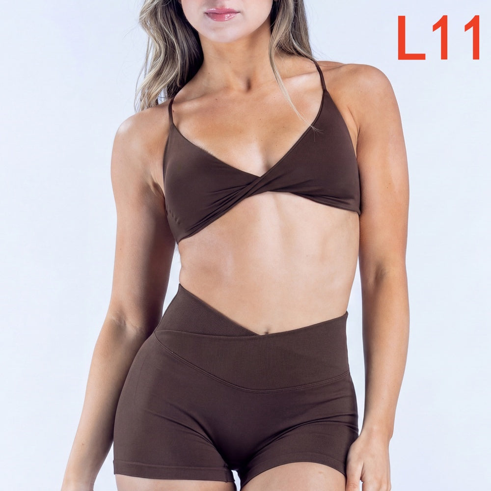Vision Twist Front Sports Bra & Shorts 2 Pieces Set